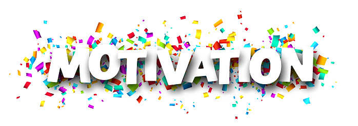 Motivation Ribbon Motivation Sign Over Colorful Cut Ribbon Confetti Background Stock ...
