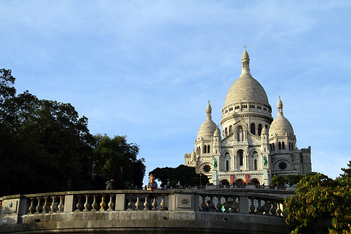 Basilica of Sacre Coeur (Sacred Heart) on Montmartre hill, Paris, France. Attrations, religion or architecture concept