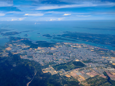 Airplane view from Kuala Lumpur, Malaysia to Singapore