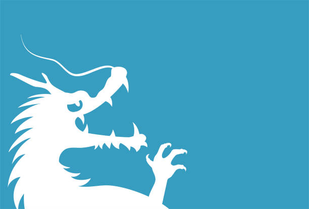 istock An illustration of a silhouette of a dragon blowing fire and copy space. 1495750354