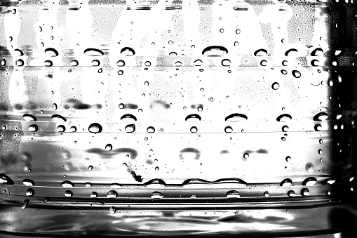 Water droplets formed inside a water bottle