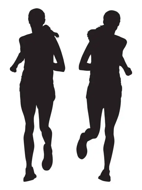 Vector illustration of Woman Running Silhouettes