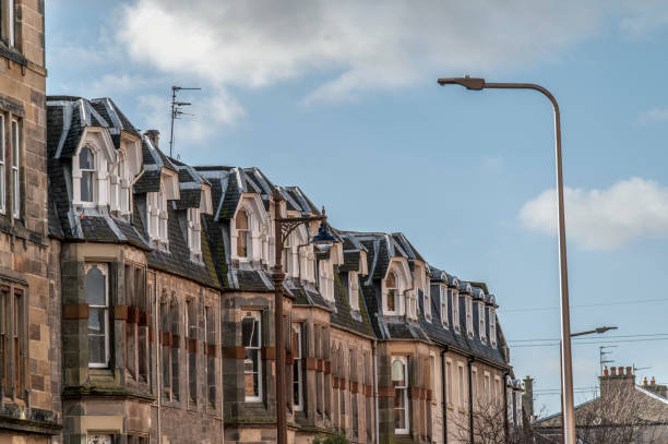 istock Typical beachside terrace and lightpost. Edinburgh. Scotland. 1495761484