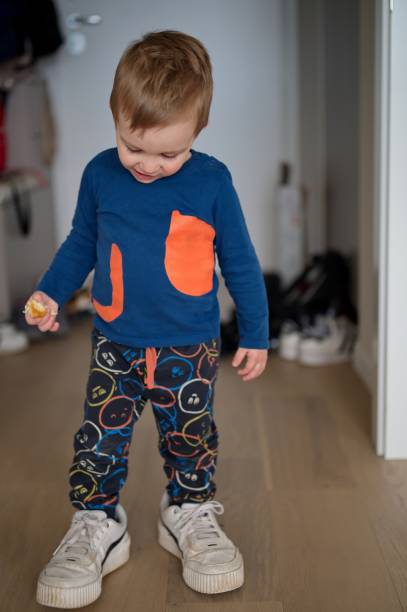 istock Toddler wearing his father shoes 1495762468