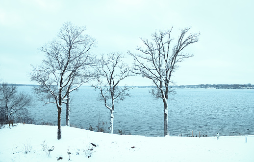 A view of the lake during the winter in Detroit Lakes, Minnesota