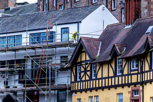 Building renovation at Dean Village on the outskirts of Edinburgh. Scotland.