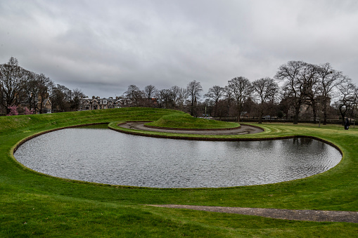Man made lake on the outskirts of Edinburgh Scotland.