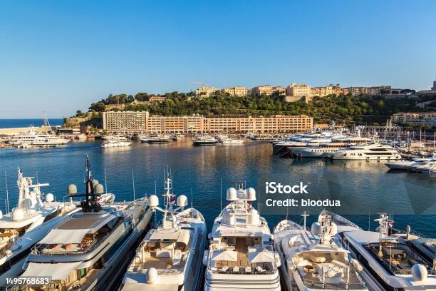 Port Hercule In Montecarlo Stock Photo - Download Image Now - Monaco, Urban Skyline, Aerial View