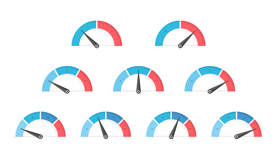 Set of indicators with different amount of segments, gauge charts, vector eps10 illustration