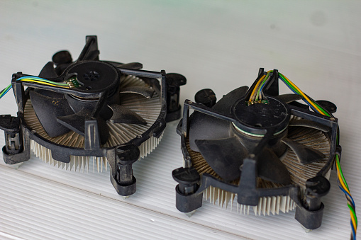 Computer processor cooling fan on a heatsink