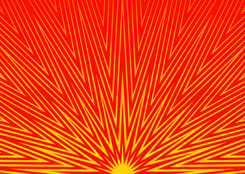 Vector line art Sun with radiating sunbeams