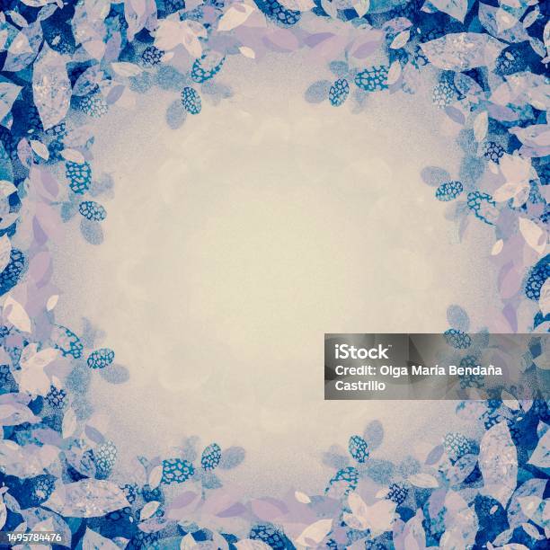 Blue Pattern Frame Frame Stock Illustration - Download Image Now - Floral Pattern, Blue ...