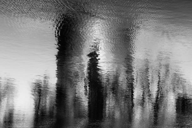 Abstract reflections of building on a lake