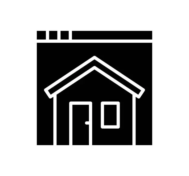 Vector illustration of Real Estate App Black Filled Vector Icon