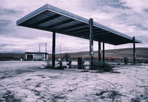 Abandoned Gas Station. California. Toned Image.