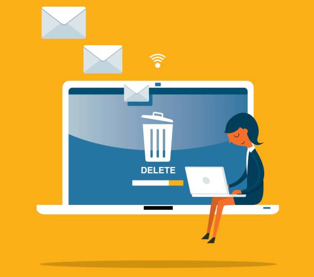 удалить файл - бизнесвумен - sweeping cleaning e mail clean stock illustrations