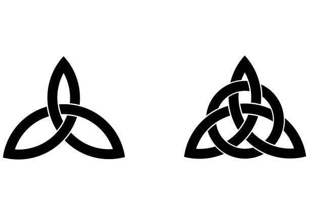 ilustrações de stock, clip art, desenhos animados e ícones de triquetra sign.triquetra in circle trikvetr knot shape trinity knot icon set.perfect for tattoo - celtic cross celtic culture triquetra cross shape