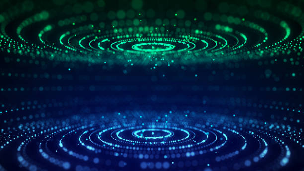 istock Futuristic blue and green circular particle flow. Structure of network connections. Data compression technology. Big data visualization. 3D rendering. 1495799727
