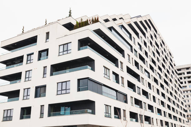 istock Built modern new high rise apartment building. 1495801947