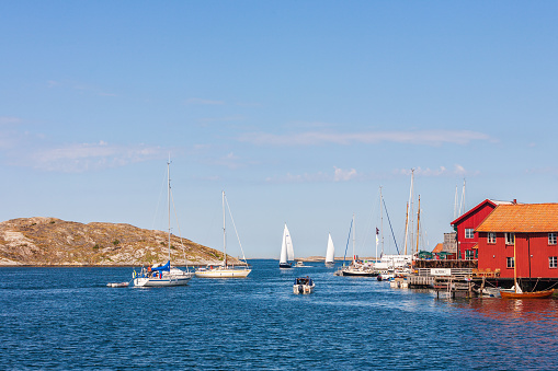 Boats on the sea in the Swedish archipelago