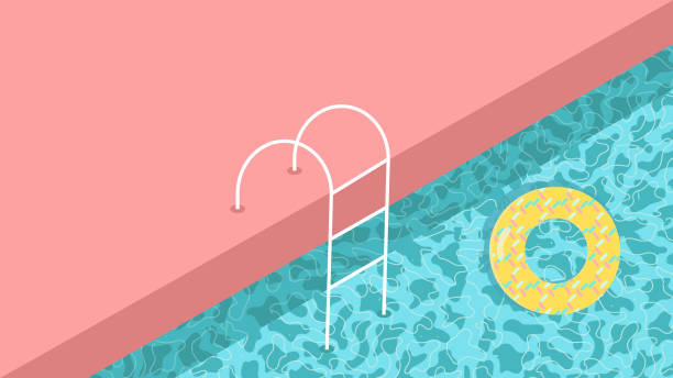 istock Swimming pool in vintage style with stairs. 1495804336