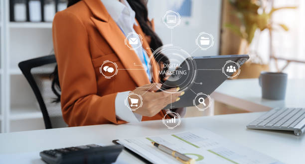 istock Digital marketing technology concept, Businessmen use tablet and smartphone connection technology and digital marketing. 1495804391