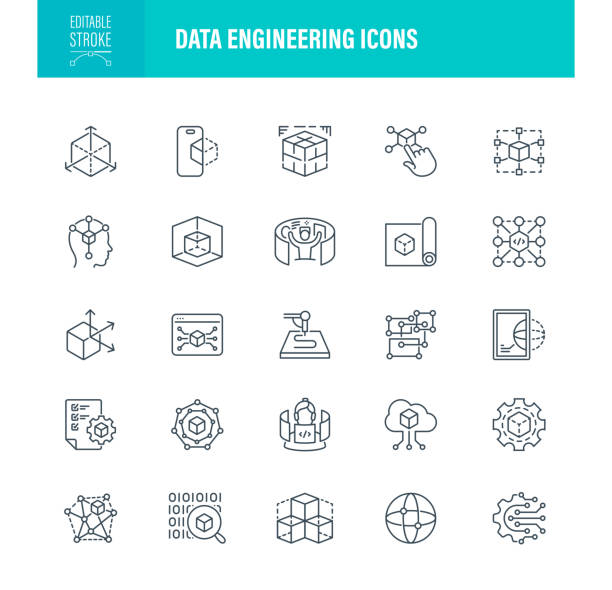 Data Engineering Icons Editable Stroke vector art illustration