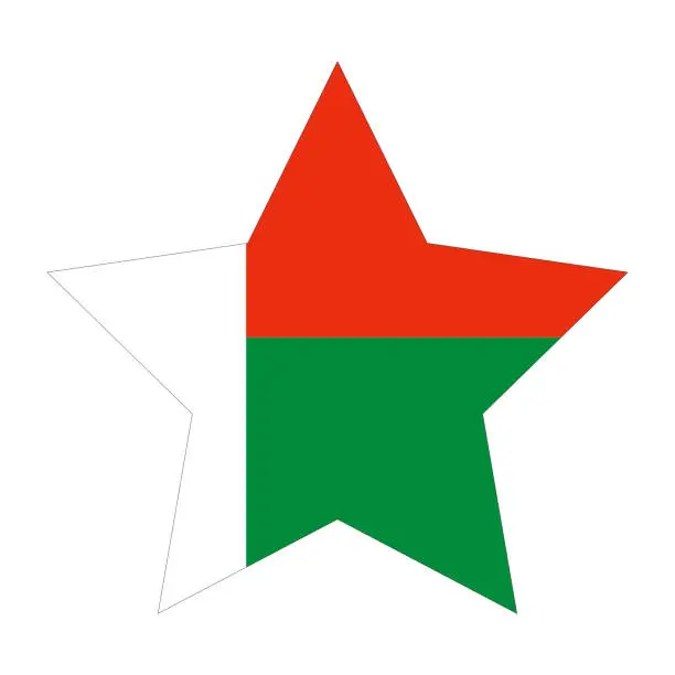 Vector illustration of Madagascar flag. Flag of Madagascar in design shape