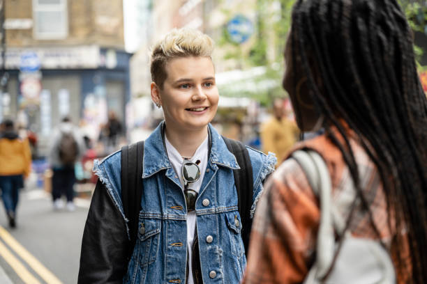 Gen Z friends face to face and talking