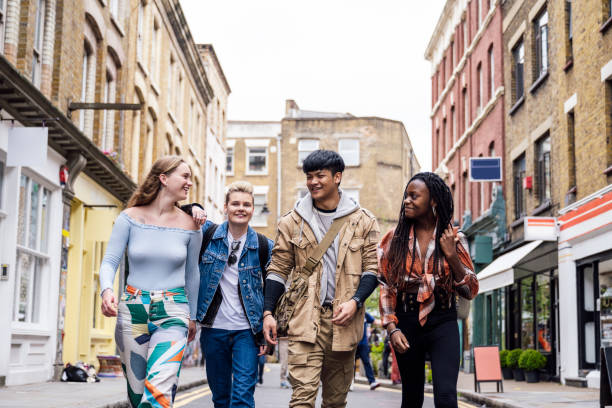 istock Four Gen Z friends side by side and exploring East End 1495811477