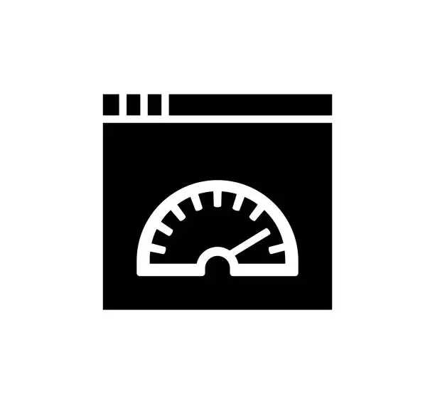 Vector illustration of Download Speed Black Filled Vector Icon