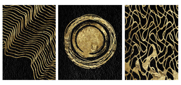 3d abstract black trunk wallpaper. Curvy and squared lines in drawing resin black background. marble art for interior wall decor