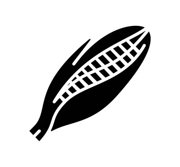 Vector illustration of Corn Black Filled Vector Icon