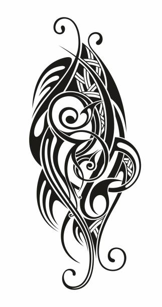 tatuaż plemienny rękaw vintage design, wektorowy wzór artystyczny, tatuaż ramię wektor cierń wzór tatuaż ramię wektorowe ilustracja wektorowa - tattoo sleeve stock illustrations