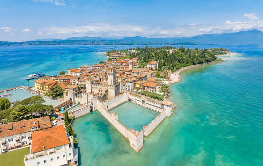 Landscape with Sirmione town, Garda Lake, Italy