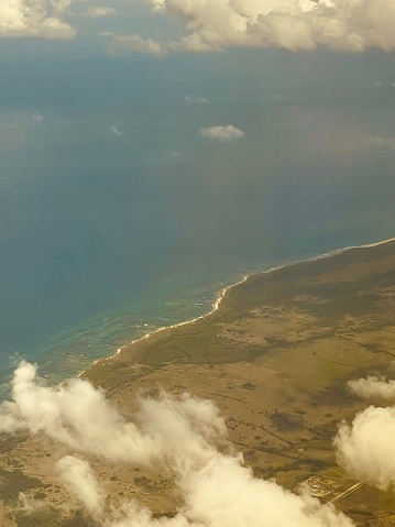 Looking at the coast line of the Dominican from the air