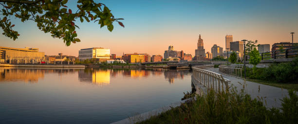 istock Providence City Riverwalk Skyline at sunrise 1495826046