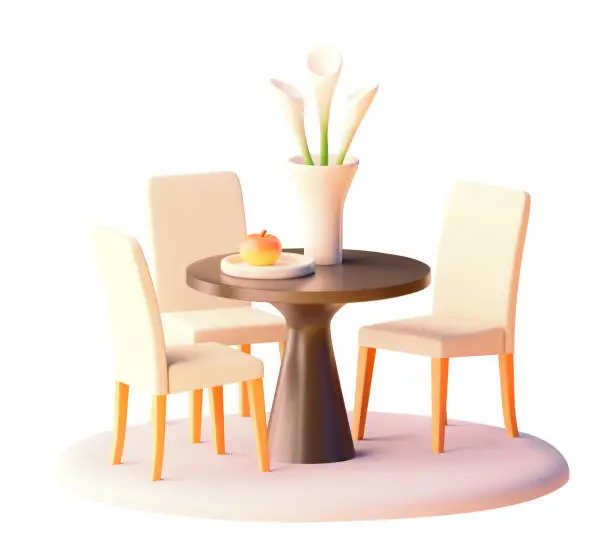 Vector illustration of Vector dining table with chairs illustration