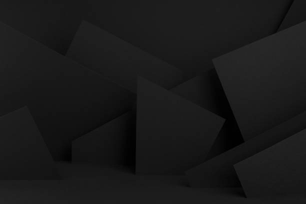 istock Modern dark black stage mockup with abstract geometric pattern of corners, edges and triangles as relief for presentation cosmetic products, goods, advertising, design in simple urban graphic style. 1495834732