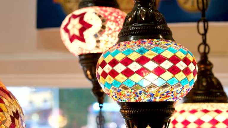 Turkish decorative lamps for sale on Grand Bazaar at Istanbul, Turkey