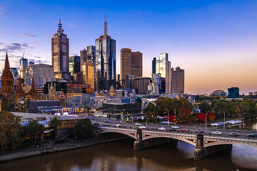 Melbourne Southbank Cityscape Golden hour