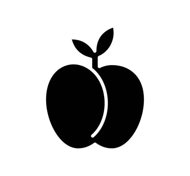 Vector illustration of Apple Black Filled Vector Icon