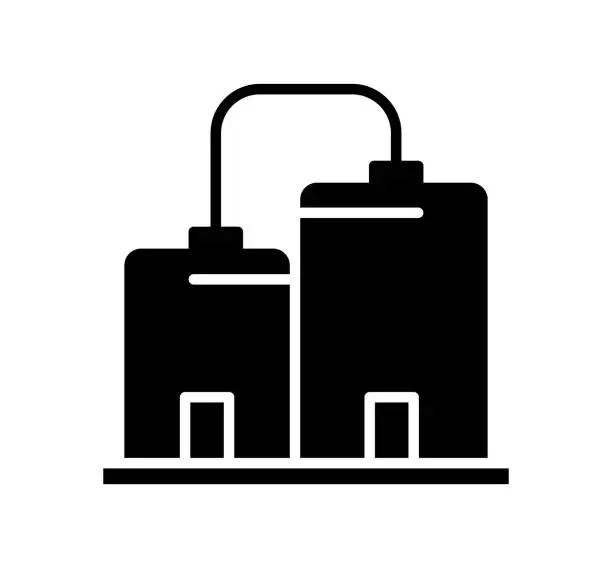 Vector illustration of Refinery Black Filled Vector Icon