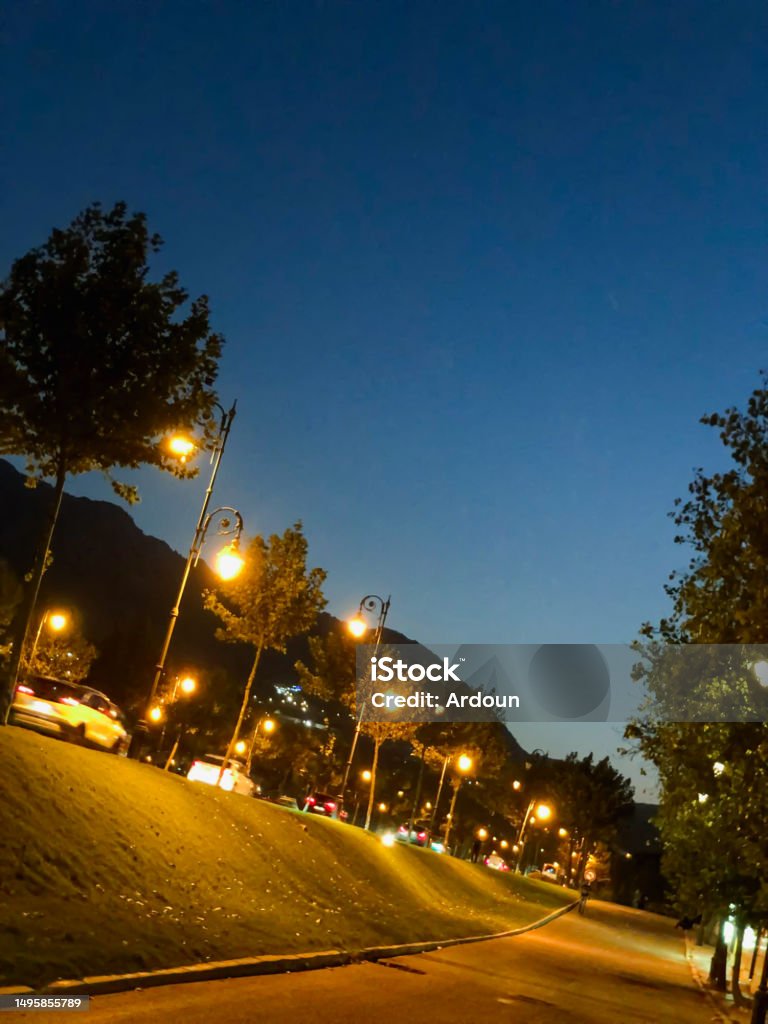 Night lights and clear sky Astronomy Stock Photo
