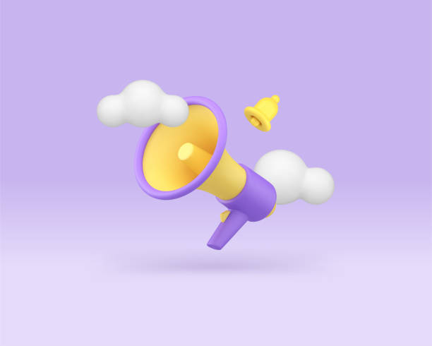 istock Marketing advertising announce commercial message loud broadcasting megaphone 3d icon vector 1495869159