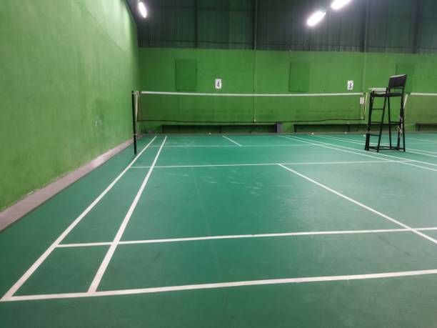 Badminton court stock photo