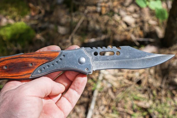 istock one hunting large gray folding knife with a brown handle 1495874632