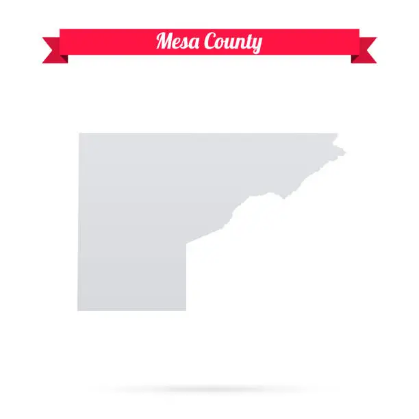 Vector illustration of Mesa County, Colorado. Map on white background with red banner