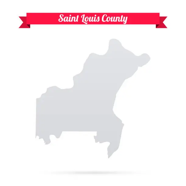 Vector illustration of Saint Louis County, Missouri. Map on white background with red banner