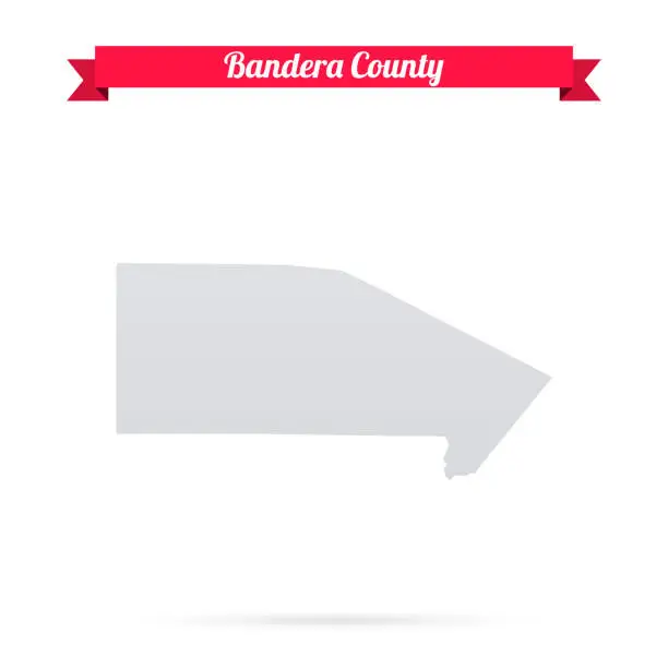 Vector illustration of Bandera County, Texas. Map on white background with red banner